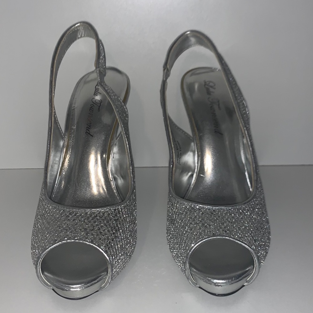 Lulu Townsend Sparkly Silver heels